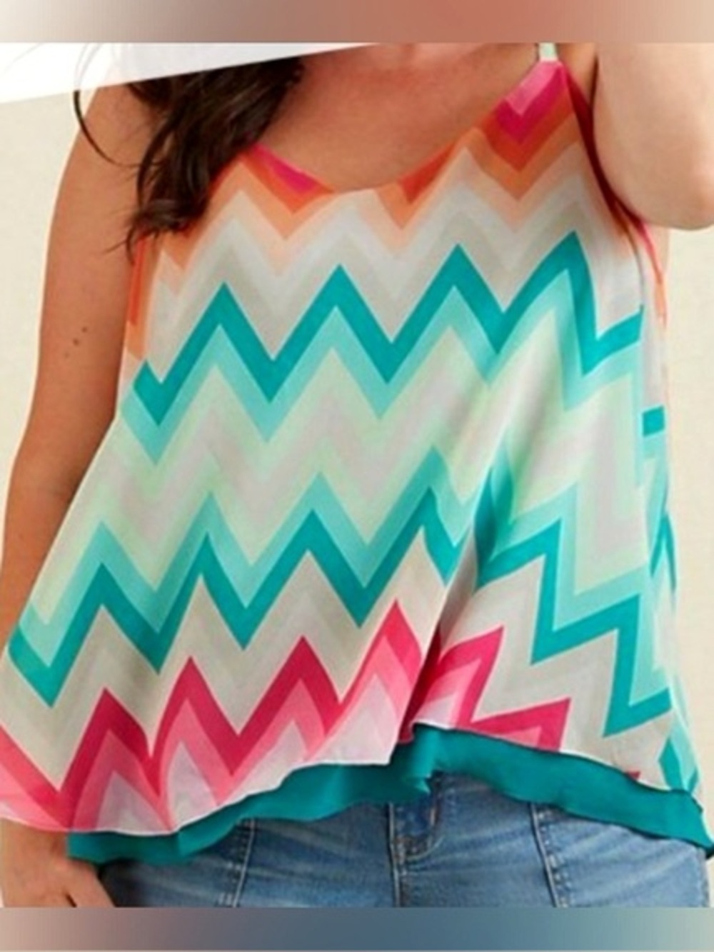 Torrid Chevron Sophie Chiffon Swing Cami, Size 1X (14/16), multicolored